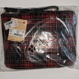 NWT Patricia Nash Gold Foil Tartan Plaid Cassini Clutch Leather Wristlet